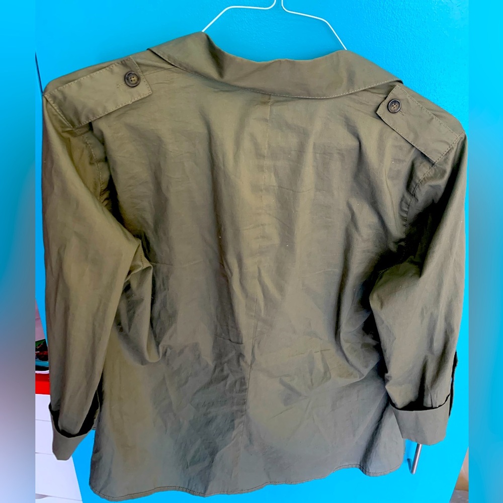 Michael Kors Olive Green Long Roll-Up Sleeve Shirt
